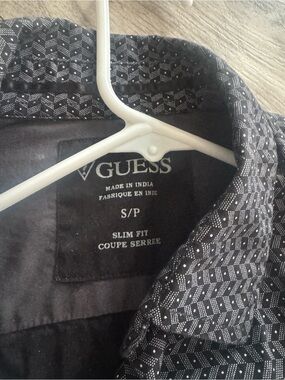 GUESS Black Shirt with White Micro-Geometric Print
